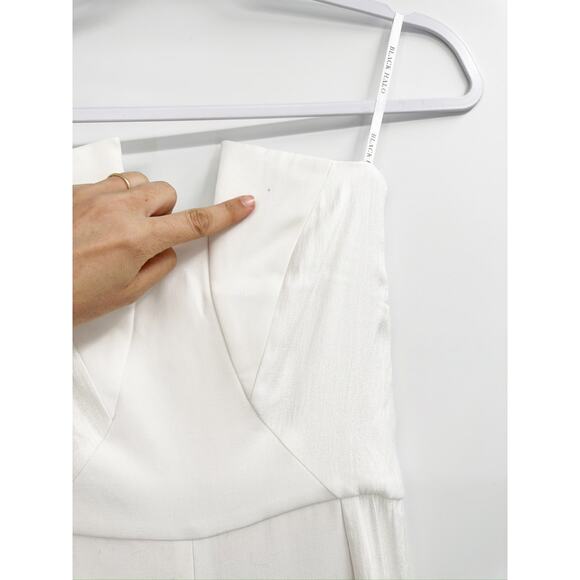 Black Halo Lena Strapless White Wide Leg Jumpsuit Size 6 - Picture 5 of 7